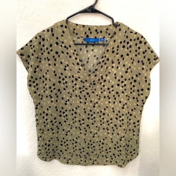 Apt. 9 Tops - APT 9 | Olive Green Black Polka Dot Blouse | Size Medium
